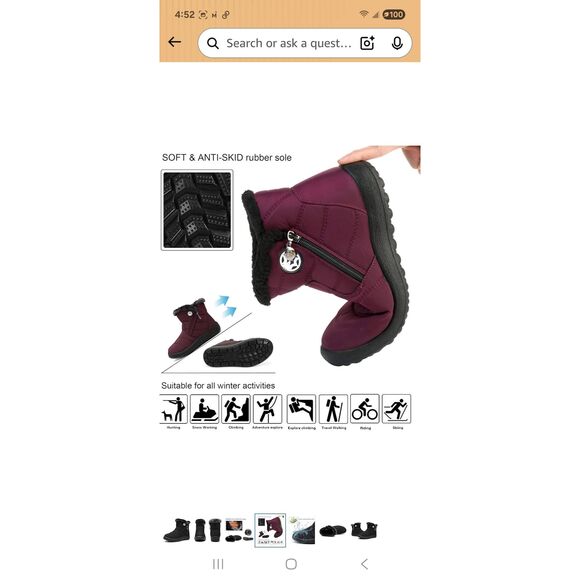 HSYOOES black faux fur lined waterproof winter snow ankle boots size 9 Runs Big - Picture 4 of 11